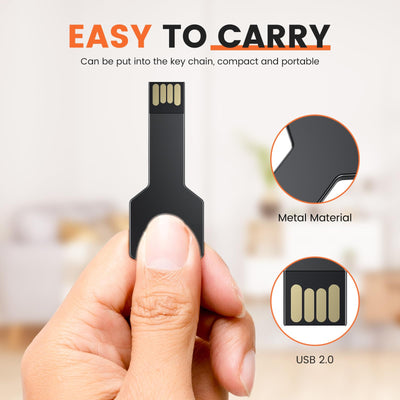 64GB USB Stick Schlüsselform Speicherstick Uflatek USB 2.0 Flash Laufwerk Schwarz Tragbar Flash Drive Wasserdicht Memory Stick Schlüssel Pendrive Kreativ Flach Datenspeicher Gutes für Geschenk