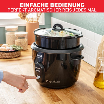 Tefal New Classic Reiskocher RK1038 | automatische Programme | Warmhaltefunktion | 5L Fassungsvermögen | Dampfgarfunktion | schwarz-metallic