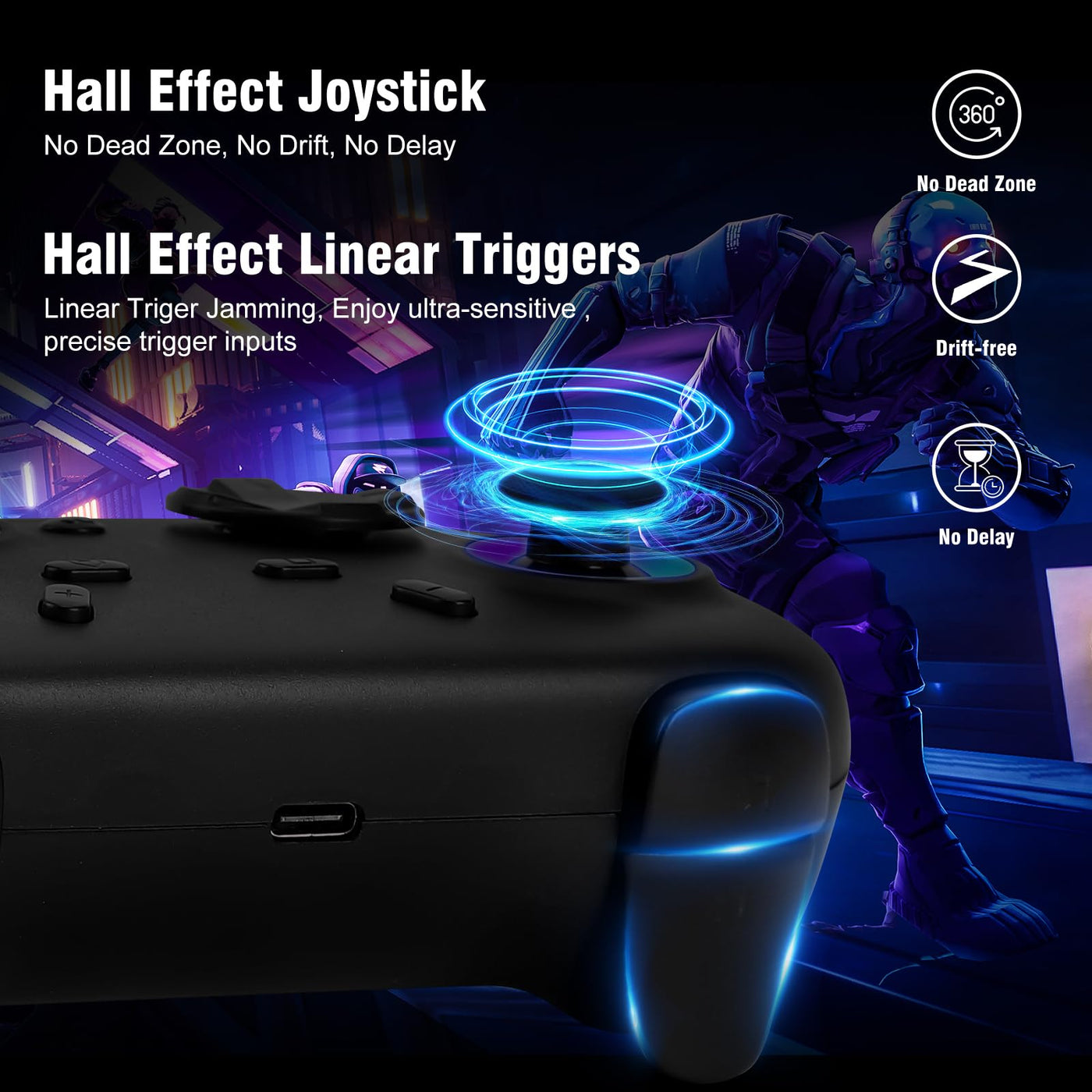 DuLingKer PC Controller mit Ladestation, Wireless Switch Controller für Switch/PC Windows/Steam mit Hall Effekt Trigger/Joystick(Kein Drift), RGB Licht, M1/M2 Taste, Game Controller für PC/Switch