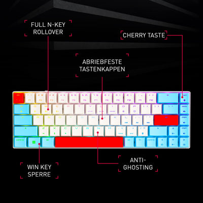 CHERRY MX-LP 2.1 Compact Wireless, Kabellose Gaming-Tastatur mit 69 Tasten, Deutsches Layout (QWERTZ), Mechanische MX LOW PROFILE SPEED Switches, Schwarz