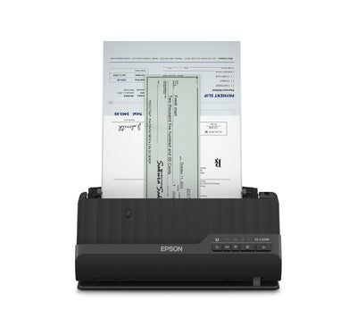 Epson Wi-Fi Scanner ES-C320W, kompakter A4 Business Scanner mit geringem Stromverbrauch, Duplex-Einzugscanner mit vielseitiger Medienverarbeitung, schwarz