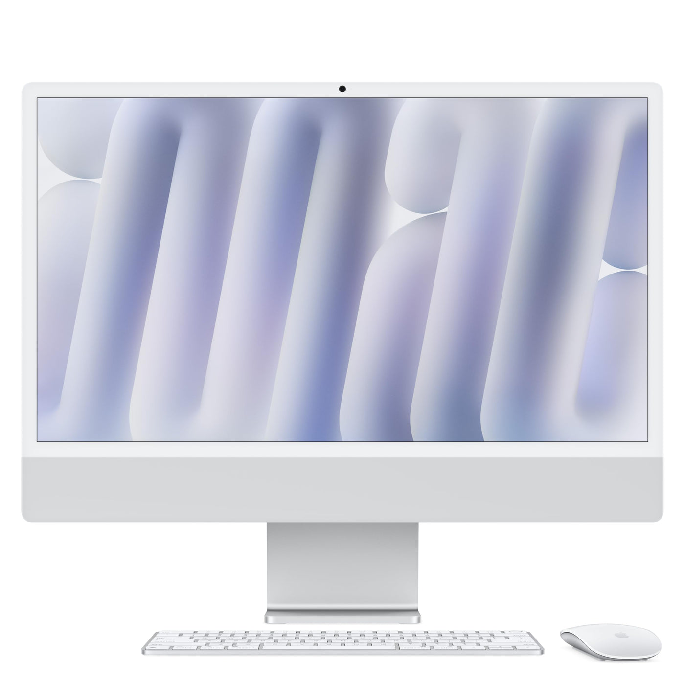 Apple iMac All-in-One Desktop-Computer mit M4 Chip mit 10 Core CPU und 10 Core GPU: 24" Retina Display, 16 GB gemeinsamer Arbeitsspeicher, 512 GB SSD Speicher, passendes Zubehör; Silber