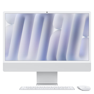 Apple iMac All-in-One Desktop-Computer mit M4 Chip mit 10 Core CPU und 10 Core GPU: 24" Retina Display, 16 GB gemeinsamer Arbeitsspeicher, 512 GB SSD Speicher, passendes Zubehör; Silber