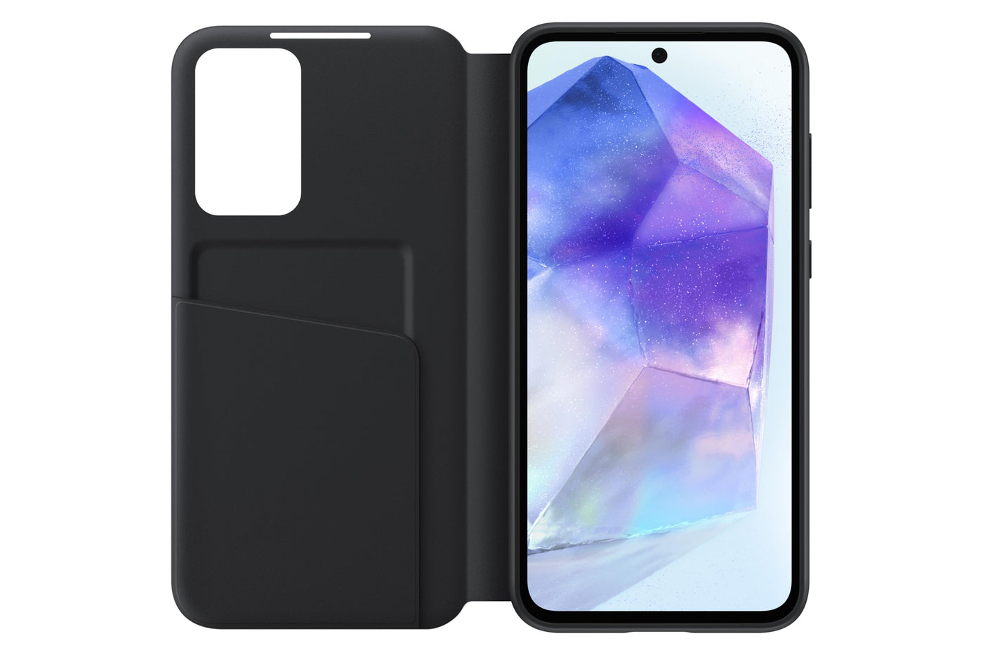 Samsung Smart View Wallet Smartphone Case EF-ZA556 für das Galaxy A55 5G, Handyhülle, Kartenfach, Sichtfenster, Black