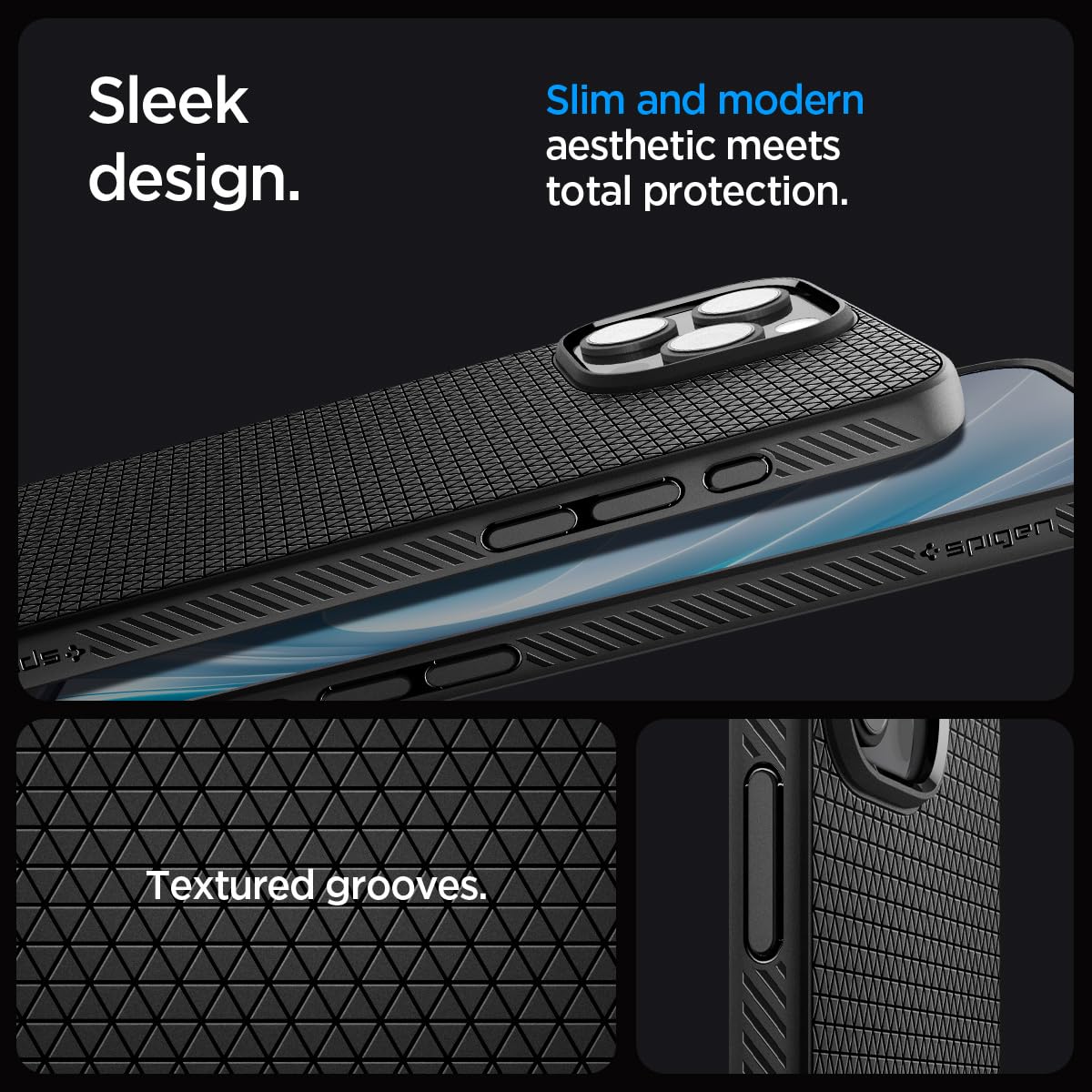 Spigen für iPhone 16 Pro Hülle [rutschfest] Liquid Air Case Handyhülle Schutzhülle Cover Dünn Slim -Matte Black