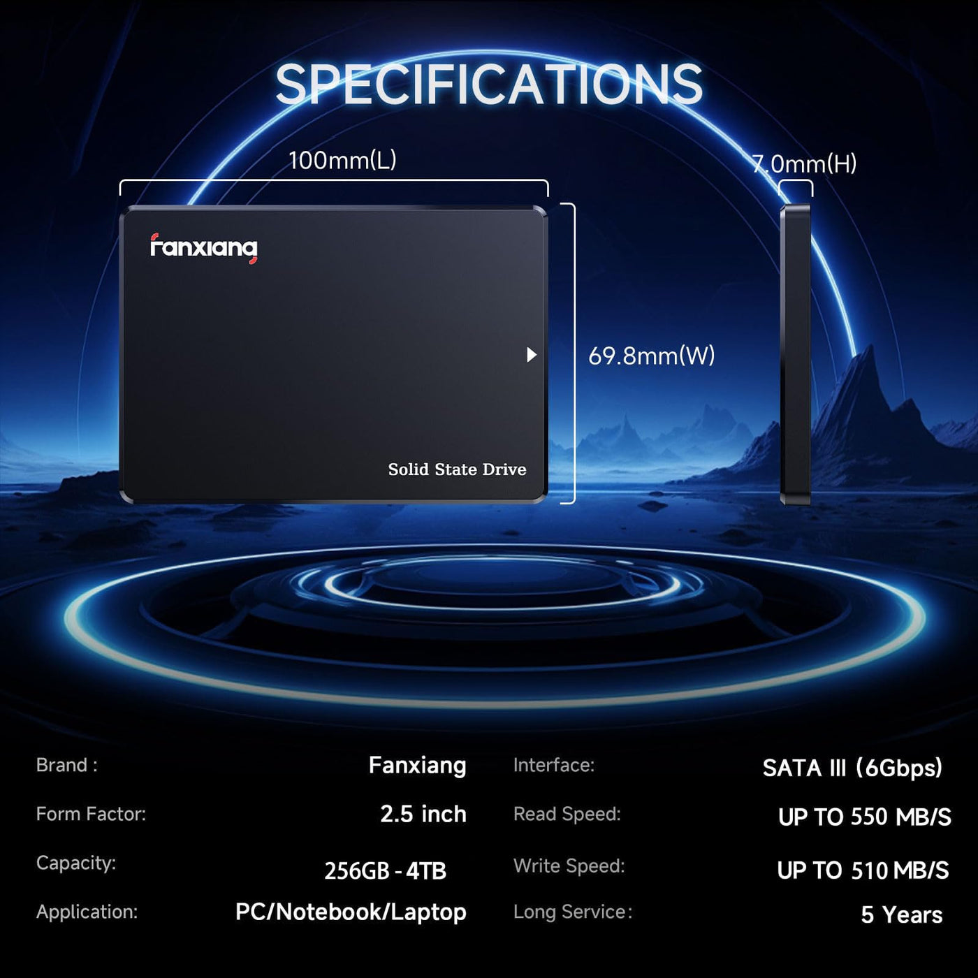 fanxiang SATA SSD 512GB 2,5 Zoll Interne SSD 550 MB/s Lesen, 500 MB/s Schreiben, Festplatte für schnelle Datenübertragung S101Q