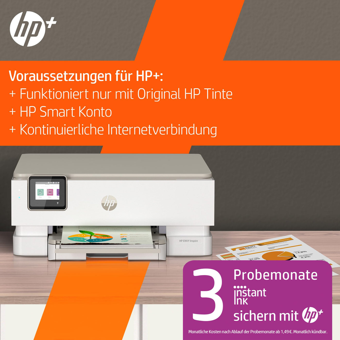 Imprimante multifonction HP Envy Inspire 7220e, imprimante à jet d'encre, 20€ de cashback, 3 mois d'impression gratuite avec HP Instant Ink inclus, HP+, impression, numérisation, copie, impression photo, DIN A4, WLAN, Airprint