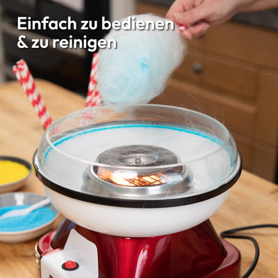 Gadgy Zuckerwattemaschine - Retro Cotton Candy Machine - Zuckerwatte Maschine mit Stäbchen und Messlöffel - Höhe 22 cm Rot Weiß - 500 Watt Zuckerwattenmaschiene für zuhause