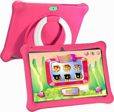 SGIN Kinder Tablet 10 Zoll Android 13 Quad Core 2GB RAM 64GB ROM HD IPS Display Kindersicherung Lernspiele 2.4G WiFi 5000mAh Bluetooth Tasche für Kinder (Rosa)