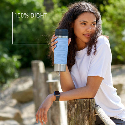 Emsa N20226 Travel Mug Wave Isolierbecher 0,5 Liter | neuer Komfort-Schraubverschluss | Edelstahl | 6h heiß und 12h kühl | 100% dicht | spülmaschinenfest | 360°-Trinköffnung | Pastellblau