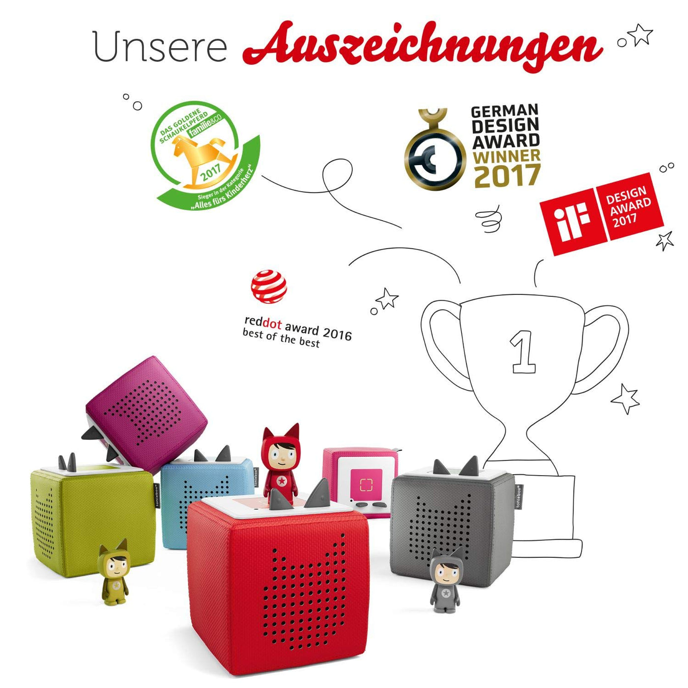 tonies Toniebox Starter Set inkl. 1 Kreativ Figur – Audioplayer für Hörbücher und Lieder für Kinder, einfach zu bedienende kabellose Musikbox BZW. Lautsprecher, 7 Std. Akku, Beere