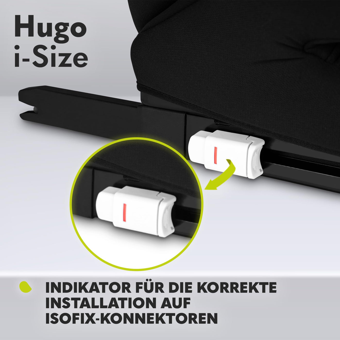 LIONELO HUGO I-SIZE Kinderautositz, Gruppe 2 3, von 100–150 cm, ISOFIX-Installation, verstellbare Kopfstütze, Memory-Schaum, Seitenschutz, bequeme Armlehnen