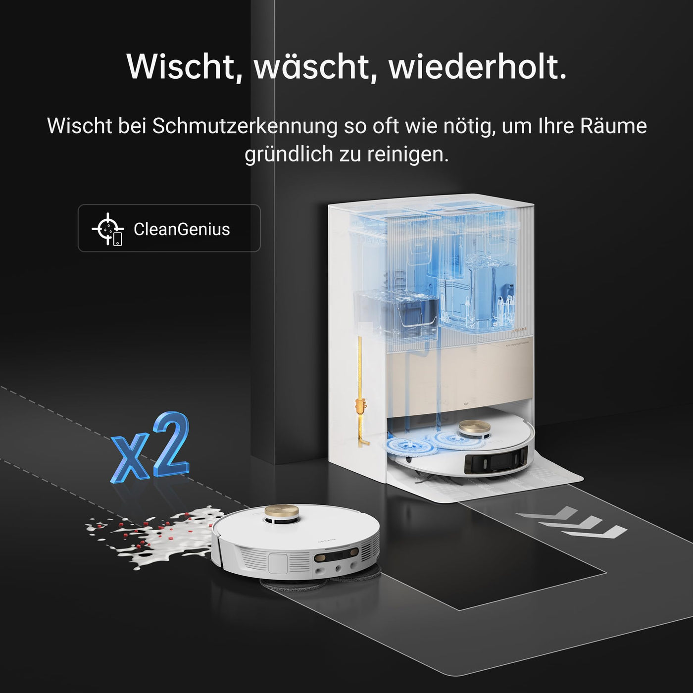 dreame L20 Ultra Complete Roboter Staubsauger mit Zubehör-Kit, 7000 Pa Saugroboter mit Wischfunktion, MopExtend™-Technologie, anheben der Wischmopps, AI Action, selbstreinigender Basisstation