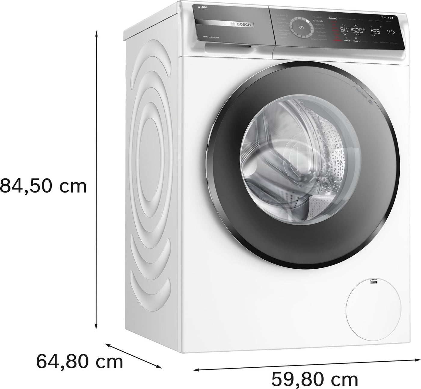 Bosch WGB256A41, Serie 8, Smarte Waschmaschine, 1-10kg, 1600 UpM, Made in Germany, Maximale Energie- und Wasserersparnis, i-DOS automatische Dosierung, Fleckenautomatik, Iron Assist, Nachlegefunktion