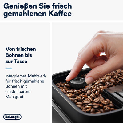 De'Longhi Magnifica Evo ECAM292.52.GB, Kaffeevollautomat mit Milchsystem, 4 Direktwahltasten für Cappuccino, Espresso und weitere Getränke, intuitives Bedienfeld, 2-Tassen-Funktion, Schwarz