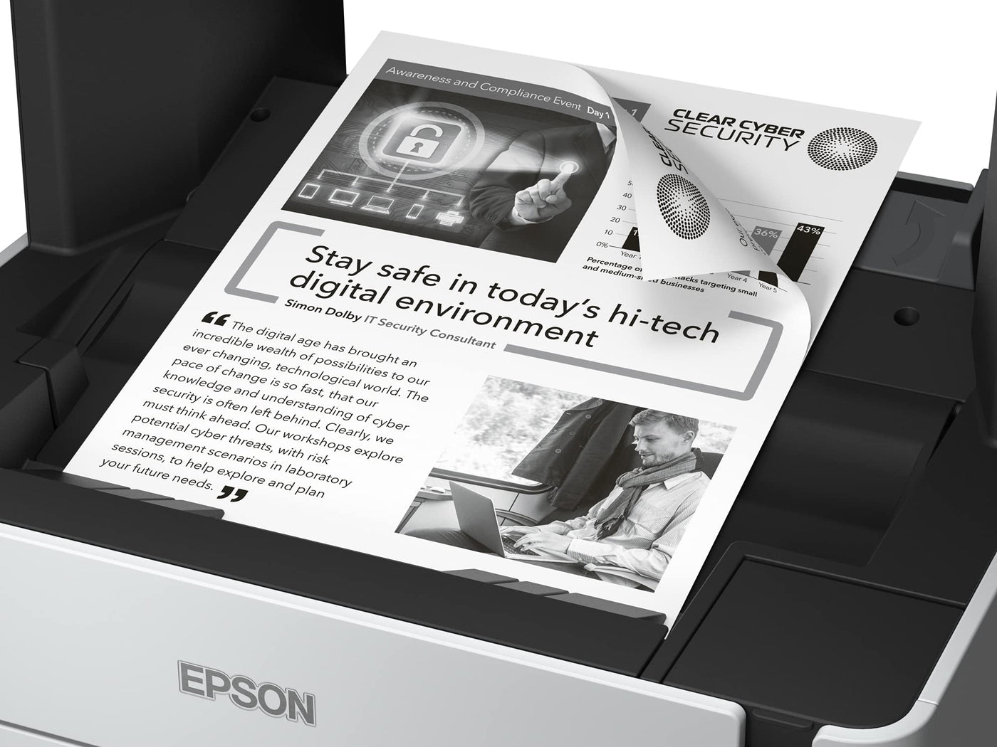 Epson EcoTank ET-M2170 nachfüllbarer 3-in-1-Schwarzweißdrucker (Scanner, Kopierer, DIN A4, Duplex, USB 2.0, Wi-Fi, Ethernet) großer Tintenbehälter, hohe Reichweite, niedrige Seitenkosten