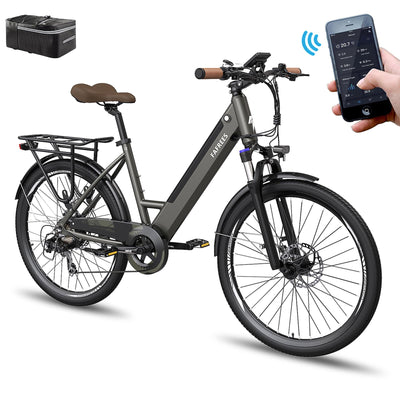 Fafrees F26 PRO Damen E-Bike Herren mit App 26 Zoll Tiefeinsteiger [ Offiziell ] Ebike 36V/14,5AH E Fahrrad, 250W Elektrofahrrad (Grau)