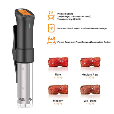 Inkbird Sous Vide Stick 1000 Watt,ISV-200W Sous Vide Garer App-Steuerung,360° Zirkulation,0℃-90℃ Temperatur