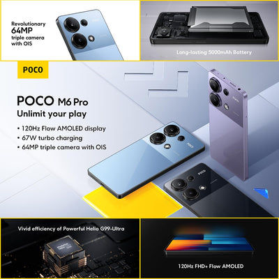 Poco M6 Pro Smartphone, 12+512GB Handy ohne Vertrag, 120Hz 6,67" AMOLED DotDisplay, 64MP OIS Dreifach-Kamera, 5000mAh, 67W Turbo-Charge, Dual-SIM, Schwarz (DE Version + 2 Jahre Garantie)