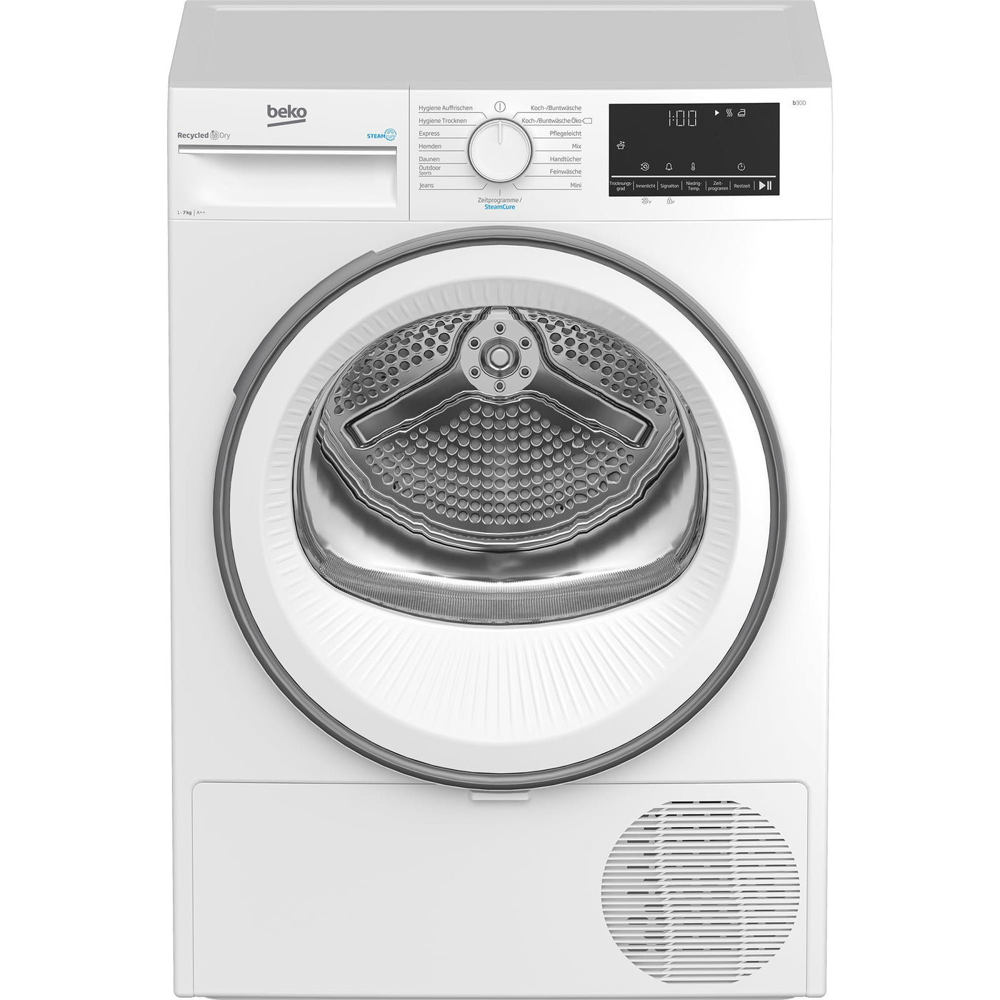 Beko B3T41239 Wäschetrockner 7KG, Frontlader Wärmepumpentrockner, Allergikergeeignet, 15 Programme, Dampffunktion, Extra schlank (54,3cm tief), Multifunktionsdisplay, Schontrommel, Weiß