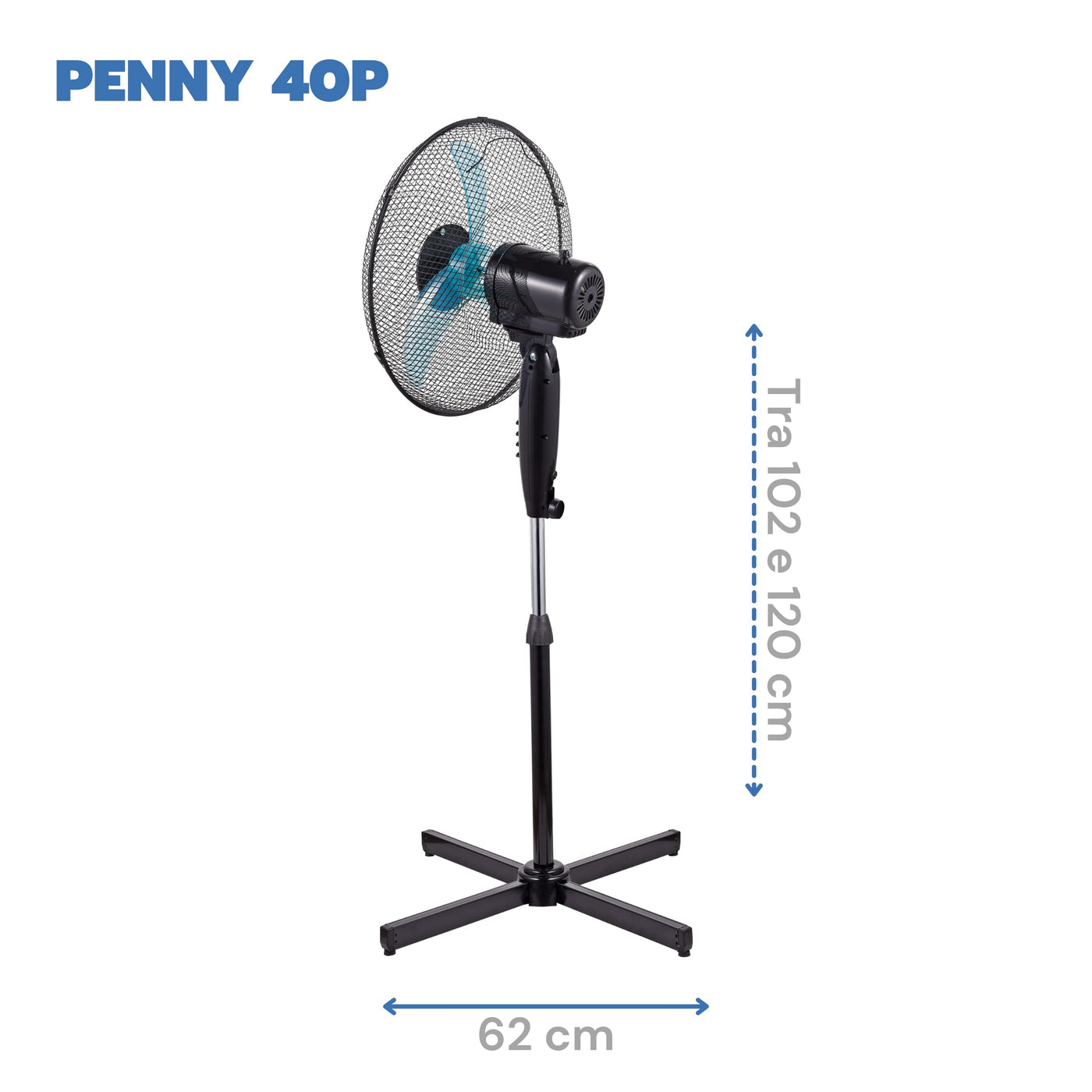 ARDES - Standventilator, leistungsstark, leise, 3 Flügel, 40 cm, oszillierend, mit verstellbarer Höhe und Neigung, Ardes-Standventilator, 3 Geschwindigkeitsstufen, Modell Penny AR5AM40P