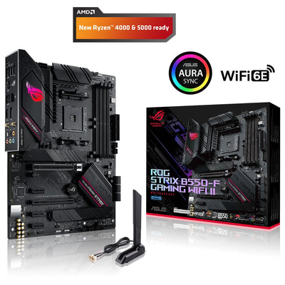 ASUS ROG Strix B550-F Gaming WI-FI II Mainboard Sockel AMD AM4 (AMD B550, ATX, PCIe 4.0, WiFi 6E, SATA 6Gbit/s, USB 3.2 Gen 2, Aura Sync, Two-Way AI Noise Cancelation)