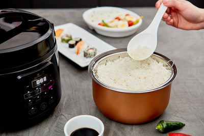 Yum Asia Kumo YumCarb Reiskocher mit Keramikschale und fortschrittlicher Fuzzy-Logik (5,5 Tassen, 1 Liter), 5 Reiskochfunktionen, 3 Multicooker-Funktionen, 220-240V EU (Dunkler Edelstahl)