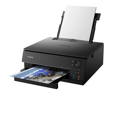 Canon PIXMA TS6350a Drucker Farbtintenstrahl Multifunktionsgerät DIN A4 (Fotodrucker, Scanner, Kopierer, OLED, 4.800x1.200 dpi, USB, WLAN, 5 separate Tinten, Duplexdruck, 2 Papierzuführungen), schwarz