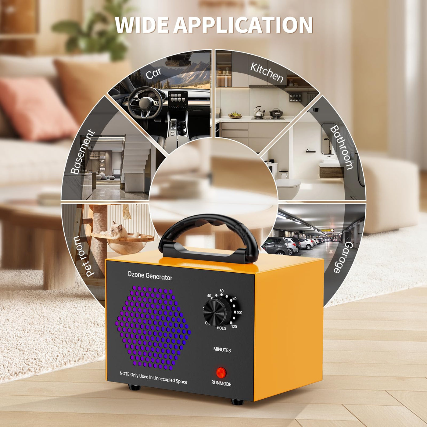 Ozongenerator 40000mg/Std Ozongerät Ozonisator Industrieller O3 Ozon Luftreiniger mit 120 Min Timer Geruchskiller bis zu 300㎡ Ozongenerator für Auto Wohnung Rauch Haustiergerüche Küchengerüche