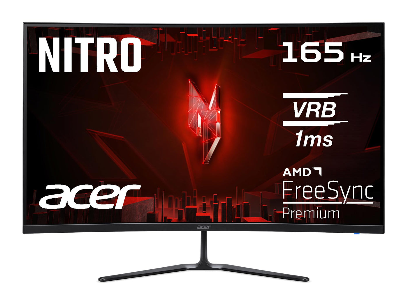 Acer Nitro ED320QRS3 Gaming Monitor 31,5 Zoll (80 cm Bildschirm) Full HD, 165Hz, 5ms (GTG), 2xHDMI 2.0, DP 1.4, Curved, DP/HDMI FreeSync Premium, Schwarz