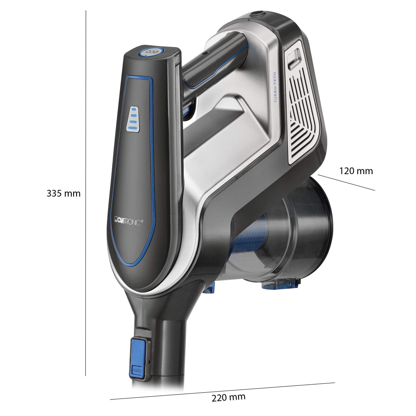 Clatronic BS 1312 A Akku-Bodenstaubsauger, 2 in 1 - Akku Hand- und Bodenstaubsauger, 18,5 V Lithium-Ionen-Akku, Turbo Rotation - EXTRA SAUGKRAFT durch elektrisch rotierende Bodenbürste