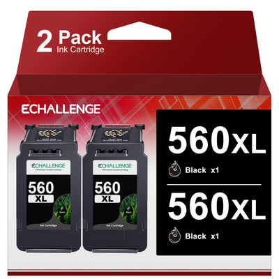 ECHALLENGE PG-560 XL PG-560XL Multipack Tintenpatrone für Canon 560XL für Pixma TS5350 TS5351 TS5352 TS5353 TS7450 TS7451 (Schwarz 2er-Pack)