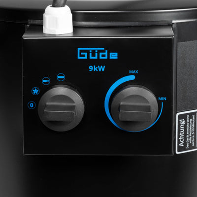 Güde Elektroheizer GH 9 E (9 kW, 2 Heizstufen 4,5/9 kW, Ventilatorfunktion, Gebläseleistung 742 m³/h, Neigungs- und Ausblaswinkel, Überhitzungsschutz, Kippschutz, stufenloser Thermostat)