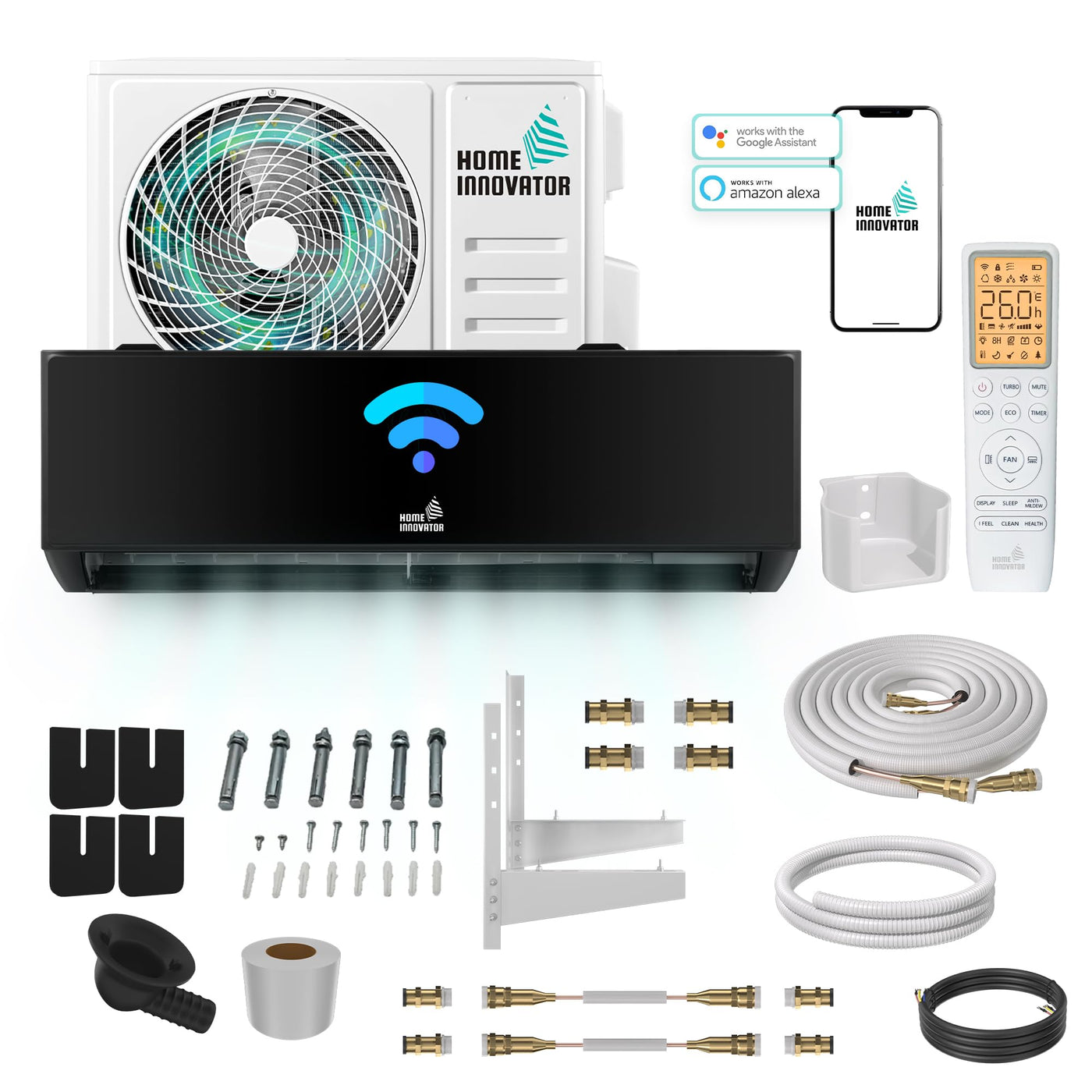 Homeinnovator Quick Connect 12000 BTU Split Klimaanlage und Heizung – energieeffiziente 230V- Klimaanlage mit komplettem Installationssatz – Inverter-Klimaanlage