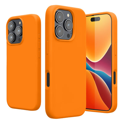 kwmobile Hülle kompatibel mit Apple iPhone 16 Pro Hülle - Silikon Handy Case - Handyhülle weiche Oberfläche - kabelloses Laden - Fruity Orange