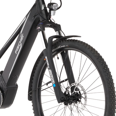 Fischer E-Bike ATB, Terra 5.0i Elektrofahrrad für Damen und Herren, RH 44 cm, Mittelmotor 50 Nm, 36 V Akku im Rahmen, schwarz matt, 27,5 Zoll