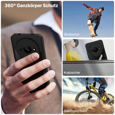 CENHUFO für Xiaomi Redmi A3 Hülle, 360 Grad Schutzhülle mit Eingebautem Displayschutz, Robust Stoßfest Panzerhülle Bumper Cover Outdoor Case Ganzkörper Handyhülle für Xiaomi Redmi A3 - Schwarz