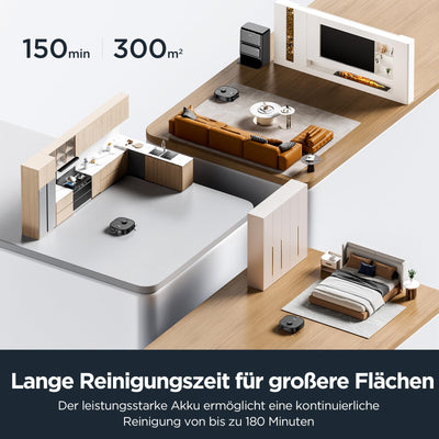 EUREKA J12 Ultra DE Saug- & Wischroboter + All-in-One Station (KI-3D-Hinderniserkennung, intelligente Haustierumgehung, Auto Teppicherkennung, ideal gegen Tierhaare, App- & Sprachsteuerung) schwarz