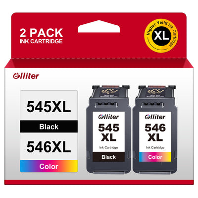 Glliter 545XL 546XL Multipack für Canon Druckerpatronen 545 546 für Canon 545 XL Schwarz und Farbe Kompatibel mit Canon PIXMA TS3355 Patronen für Canon PIXMA TS3350 TS3450 TS3150 MX495 (2er-Pack)