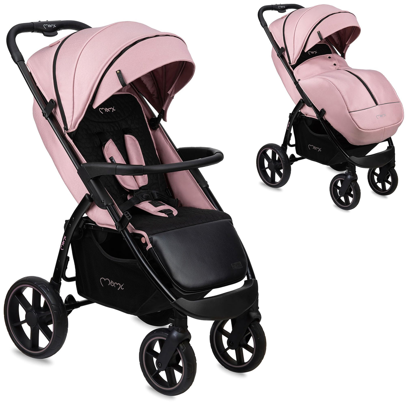 MoMi MIYA EVA, Kinder-Buggy Kinderwagen ab dem 6. Monat (bis 22 kg), regulierbarer 5-Punkt-Sicherheitsgurt, Einkaufskorb, Fußsack, Getränkehalterung, Regenschutz und Insektenschutz