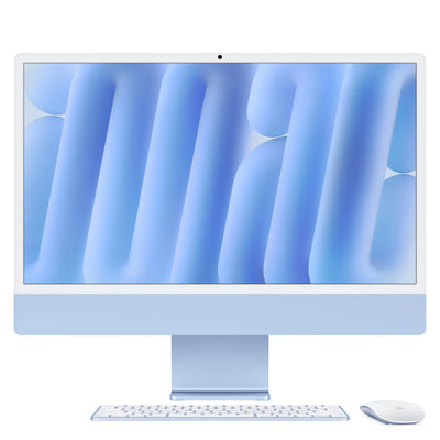 Apple iMac All-in-One Desktop-Computer mit M4 Chip mit 8 Core CPU und 8 Core GPU: 24" Retina Display, 16 GB gemeinsamer Arbeitsspeicher, 256 GB SSD Speicher, passendes Zubehör; Blau