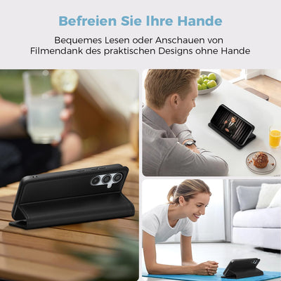 Handyhülle für Samsung Galaxy A35 5g Hülle, Premium Lederhülle Schutzhülle Tasche für Samsung A35 Hülle Wallet Kartenfach Standfunktion Klappbar Flip Case für Galaxy A35 5g Hülle, Schwarz