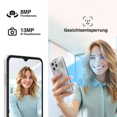 DOOGEE N55 Plus(20GB+128GB) Android 14 Smartphone Ohne Vertrag, 90Hz Handy Ohne Vertrag Octa Core 6,56" HD+, 5150mAh Handy Günstig,13MP+8MP Simlockfreie Handys 4G Dual SIM/Face ID/Widevine L1/GPS/OTG