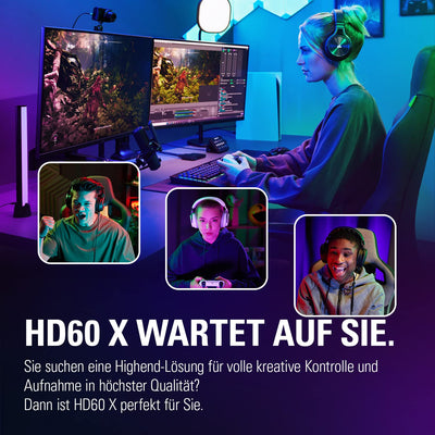 Elgato HD60 X - Streamen und aufzeichnen in 1080p60 HDR10 oder 4K30 mit ultraniedriger Latenz auf PS5/Pro, PS4/Pro, Xbox Series X/S, Xbox One X/S, in OBS und weiteren Programmen, PC und Mac