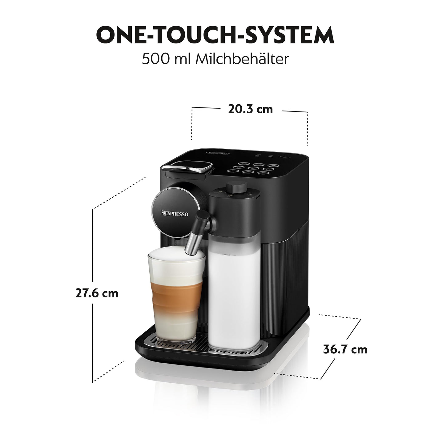 Nespresso De'Longhi EN640.B Gran Lattissima Kaffeekapselmaschine mit automatischem Milchsystem,19 Bar Druck,1400W,Schwarz