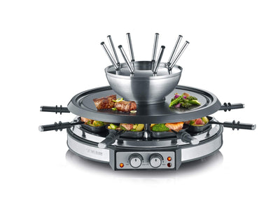 SEVERIN 2348-000 RG 2348 Raclette-Fondue-Kombination, Kunststoff, Edelstahl-gebürstet-schwarz