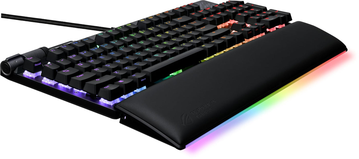 ASUS ROG Strix Flare II Animate mechanische Gaming Tastatur (austauschbare ROG NX-Switches, PBT-Doubleshot-Tastenkappen, LED-Display, 8000 Hz, Aura Sync RGB-Beleuchtung, DE QWERTZ-Layout) schwarz