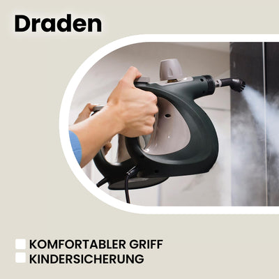 ZEEGMA Draden Dampfreiniger, Handdampfreiniger, Hochdruckreiniger Dampfsauger mit 350ml, Tank Umfangreiches Set - 9 verschiedene Aufsätze, schnelle Aufheizzeit, Kindersicherung