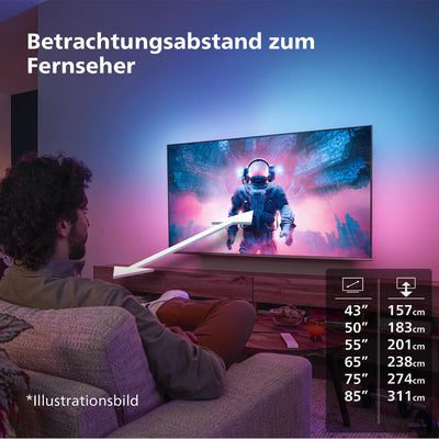 Philips Ambilight 50PUS8309 4K LED Smart TV - 50-Zoll Display mit Pixel-präziser Ultra HD, Titan OS Plattform und Dolby Atmos-Klang - Funktioniert mit Alexa und Google Sprachassistent – Matt Schwarz