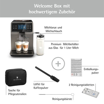 WMF Perfection 780L Kaffeevollautomat mit Milchsystem,18 Getränkespezialitäten, Double Thermoblock, Edelstahl-Mahlwerk, Nutzerprofil, 1l Milchbehälter